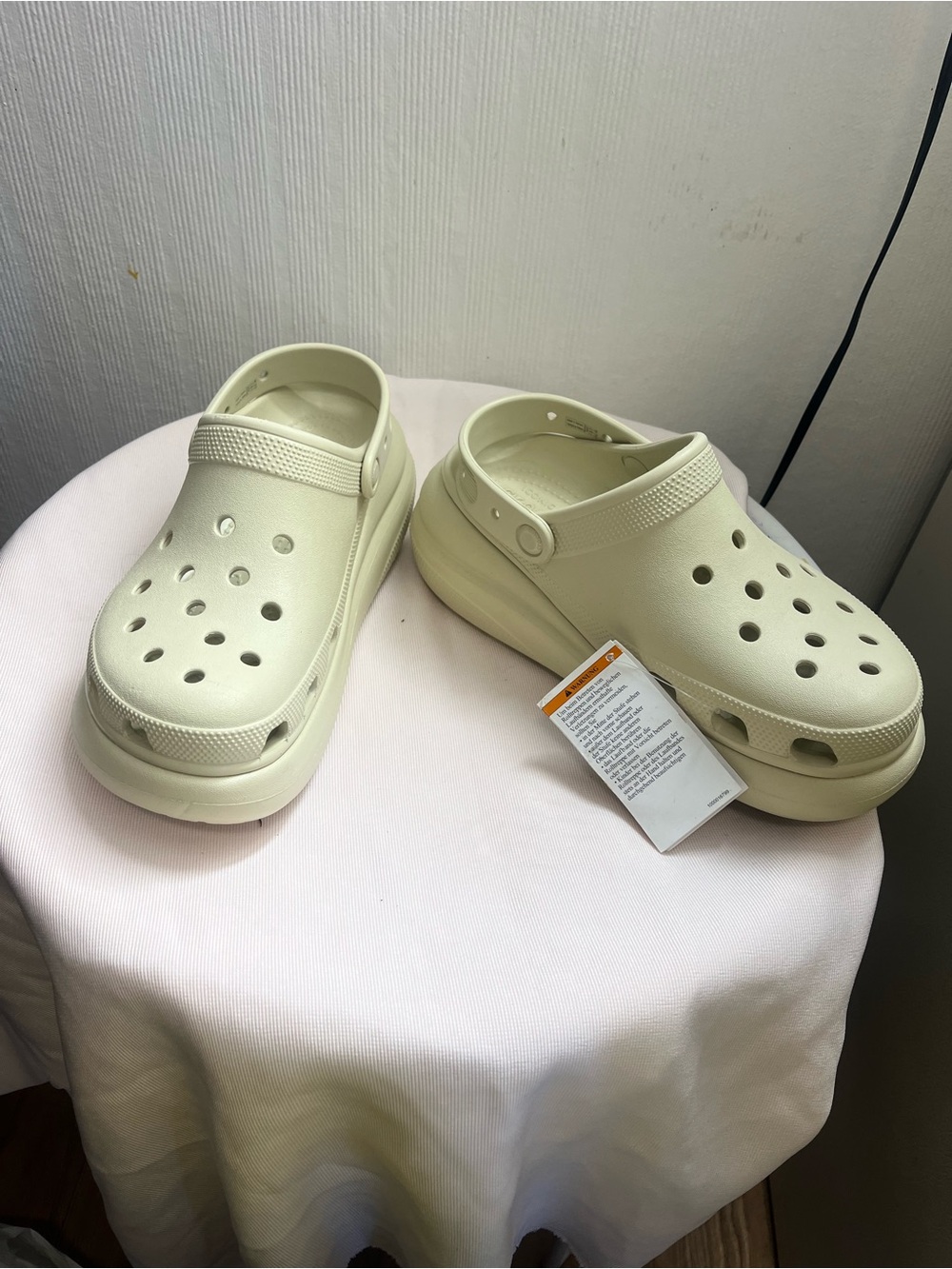 CROCS Classic Platform Clogs in Light Cream
